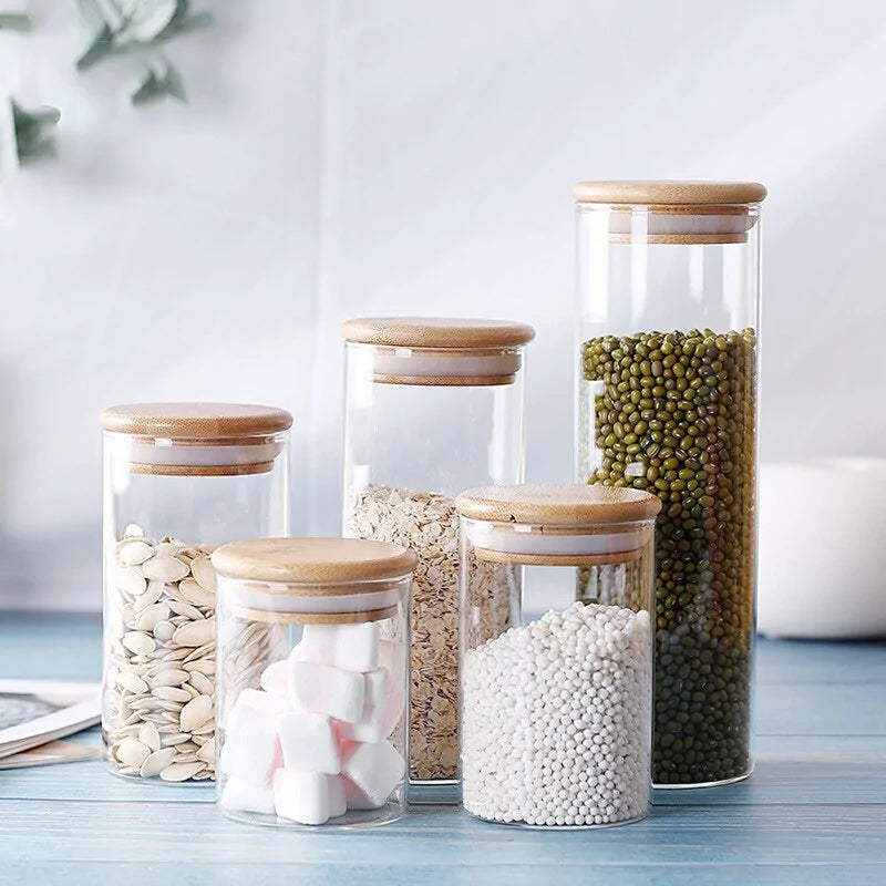 Bamboo-Covered Glass Food Storage Containers