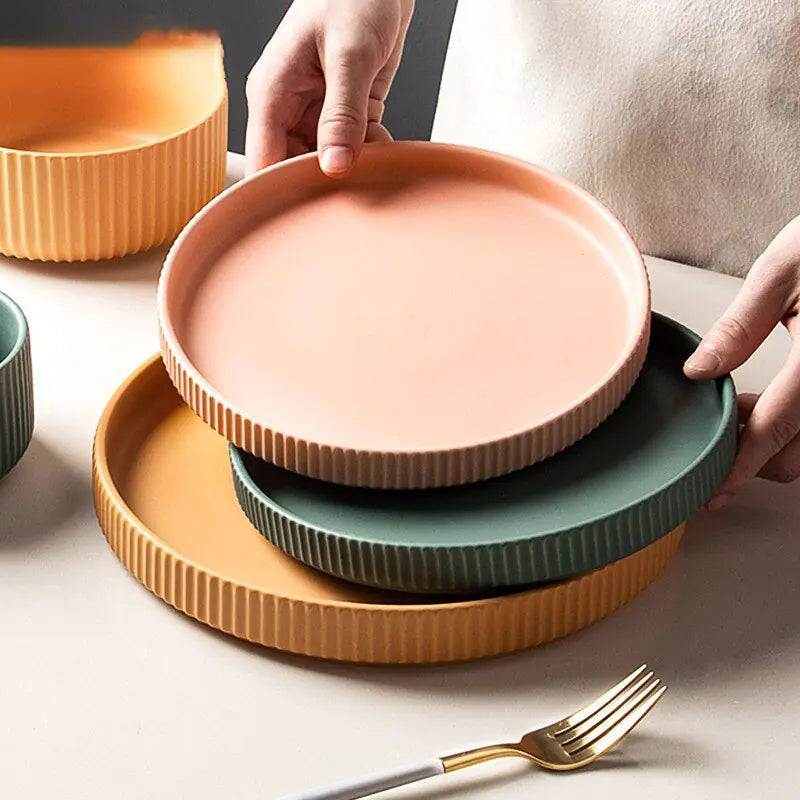 Ribbed Ceramic Plates