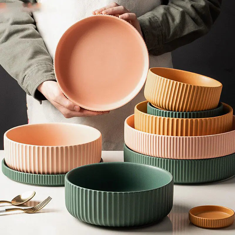 Ribbed Ceramic Plates