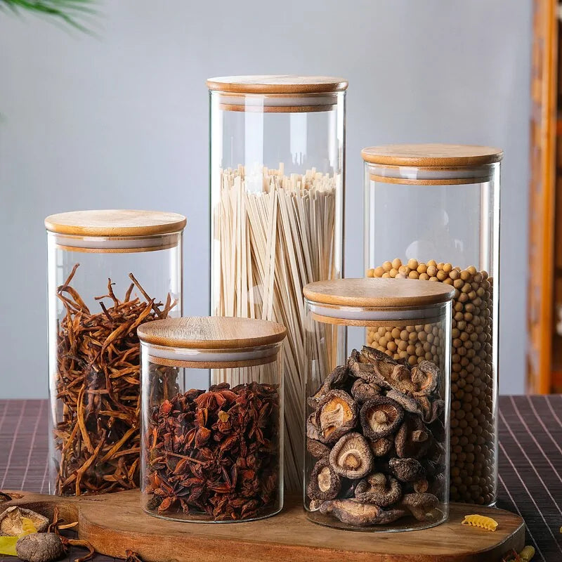 Bamboo-Covered Glass Food Storage Containers